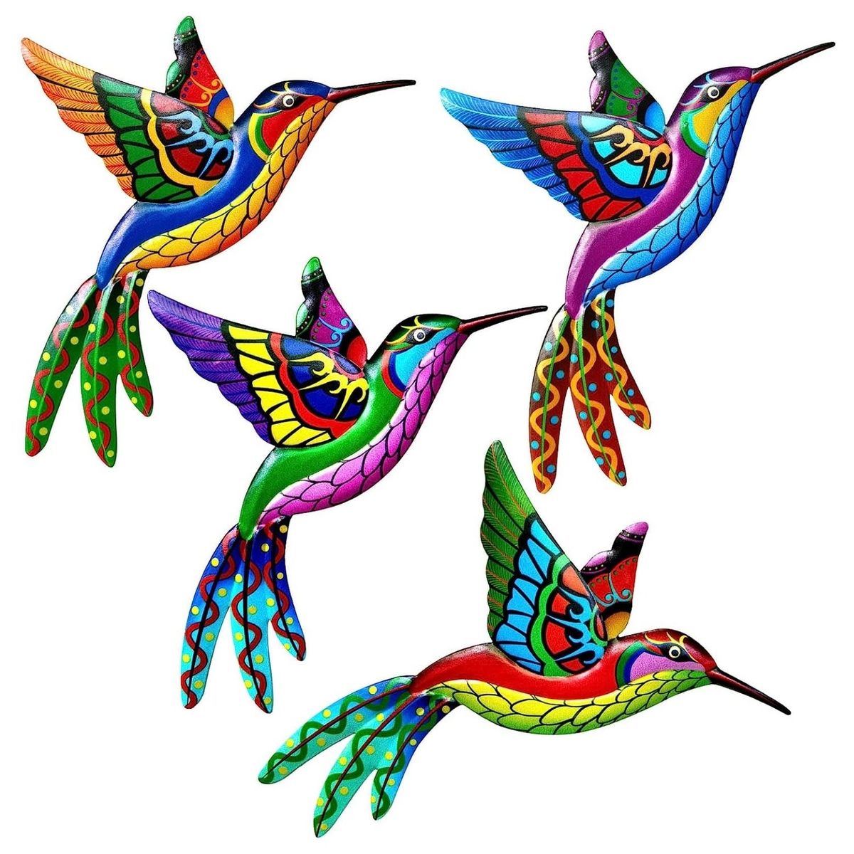 GENERICO - 4 Piezas Colibrí Metálico Decoración Pared Escultura Jardín