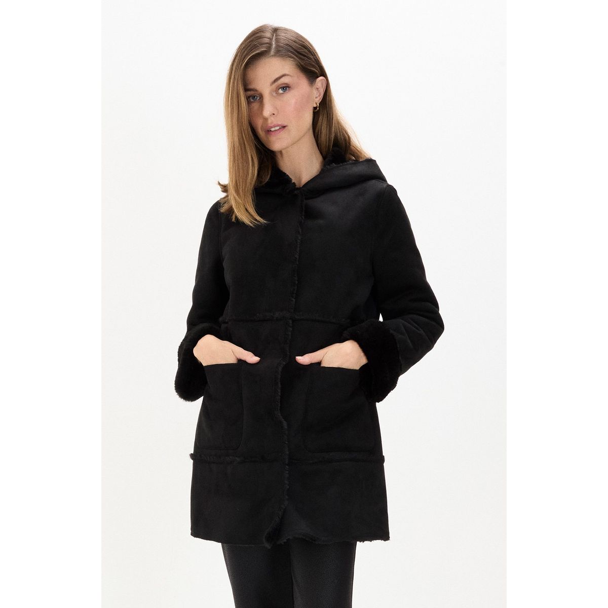 MA GRIFFE - Abrigo Negro Mujer Magriffe