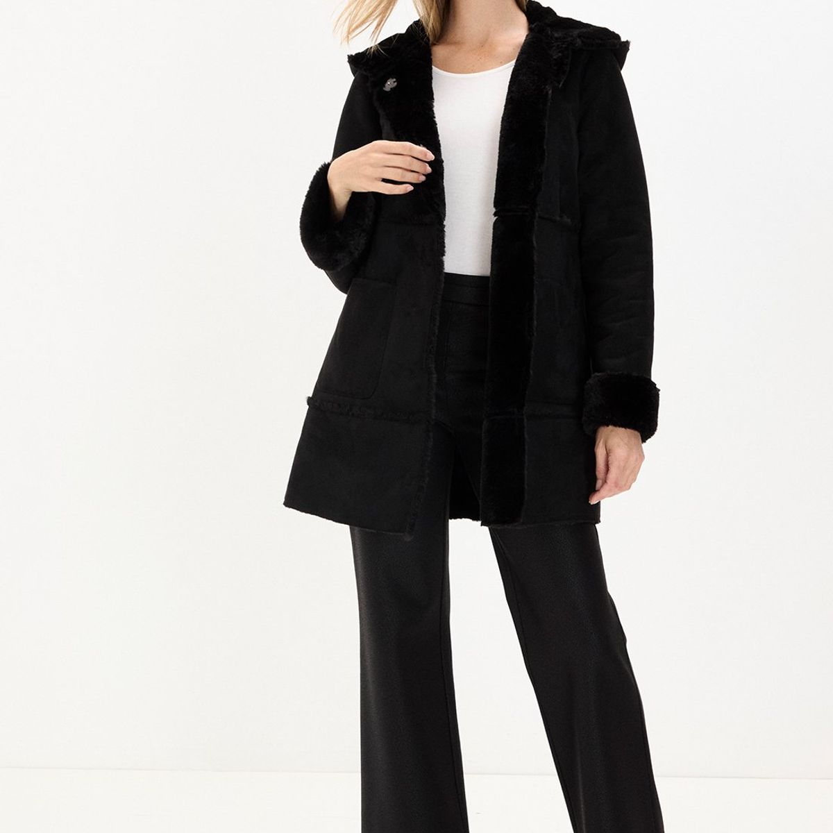 MA GRIFFE - Abrigo Negro Mujer Magriffe