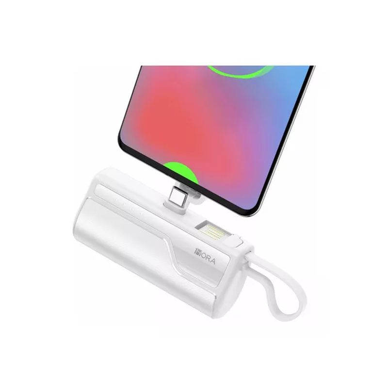 GENERICO - Power Bank 4500mAh salida tipo C con 1 cable USB color blanco