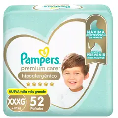 PAMPERS - Pañales Premium Care Hipoalergénico Talla Xxxg 52 Un