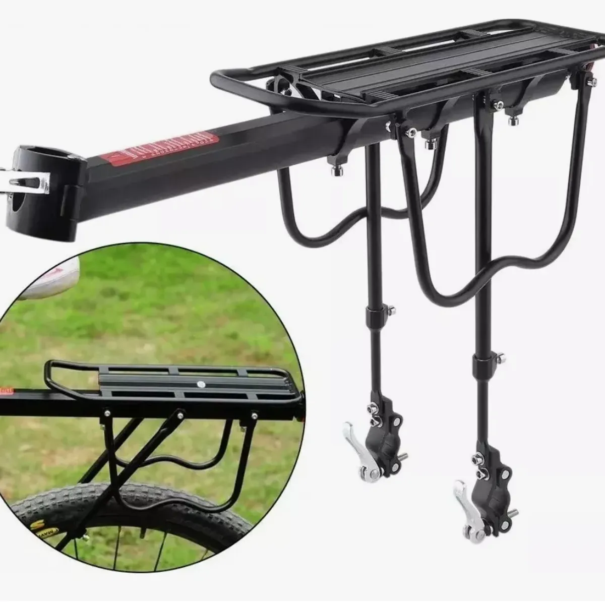 GENERICO - Parrilla Trasera Bicicleta Para Aro 20 - 29 De Aluminio Con Reflector