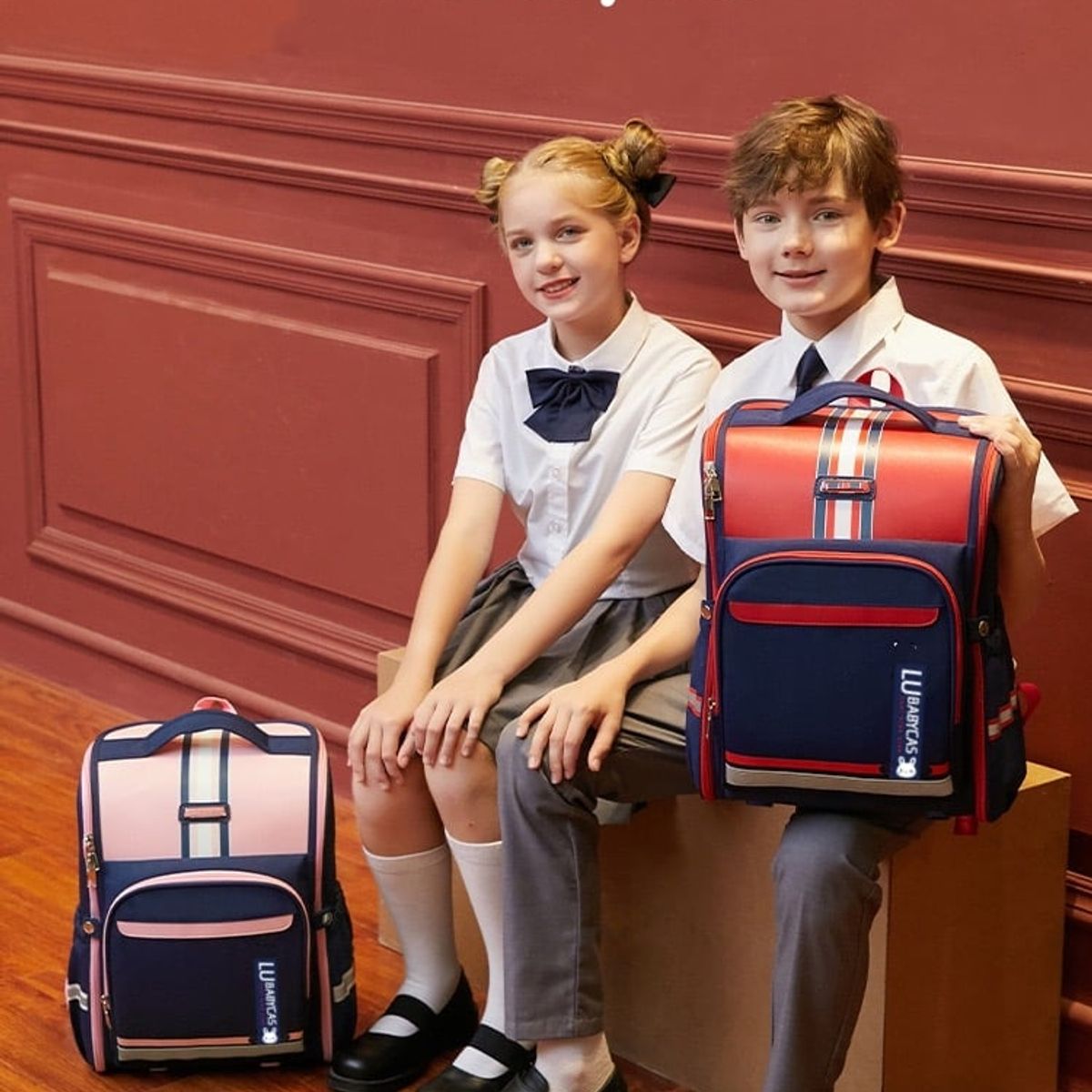 LUBABYCAS - Mochila Escolar Infantil Impermeable 5S Rosada LuBabycas