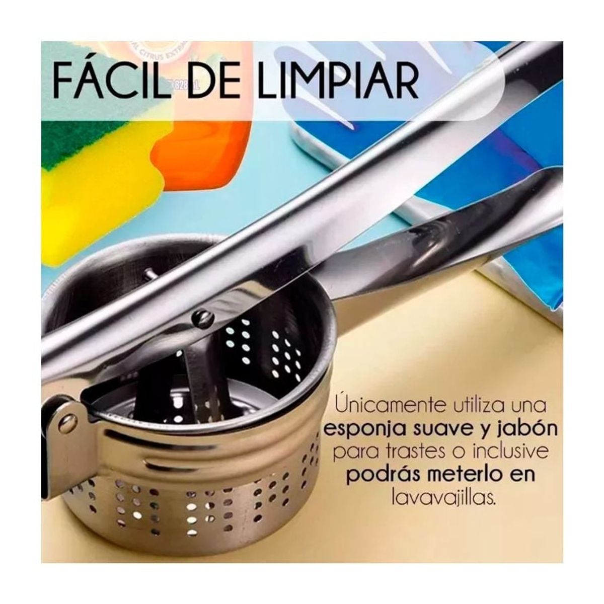 GENERICO - Machacador Prensa Aplastador De Papas Puré Acero Inoxidable