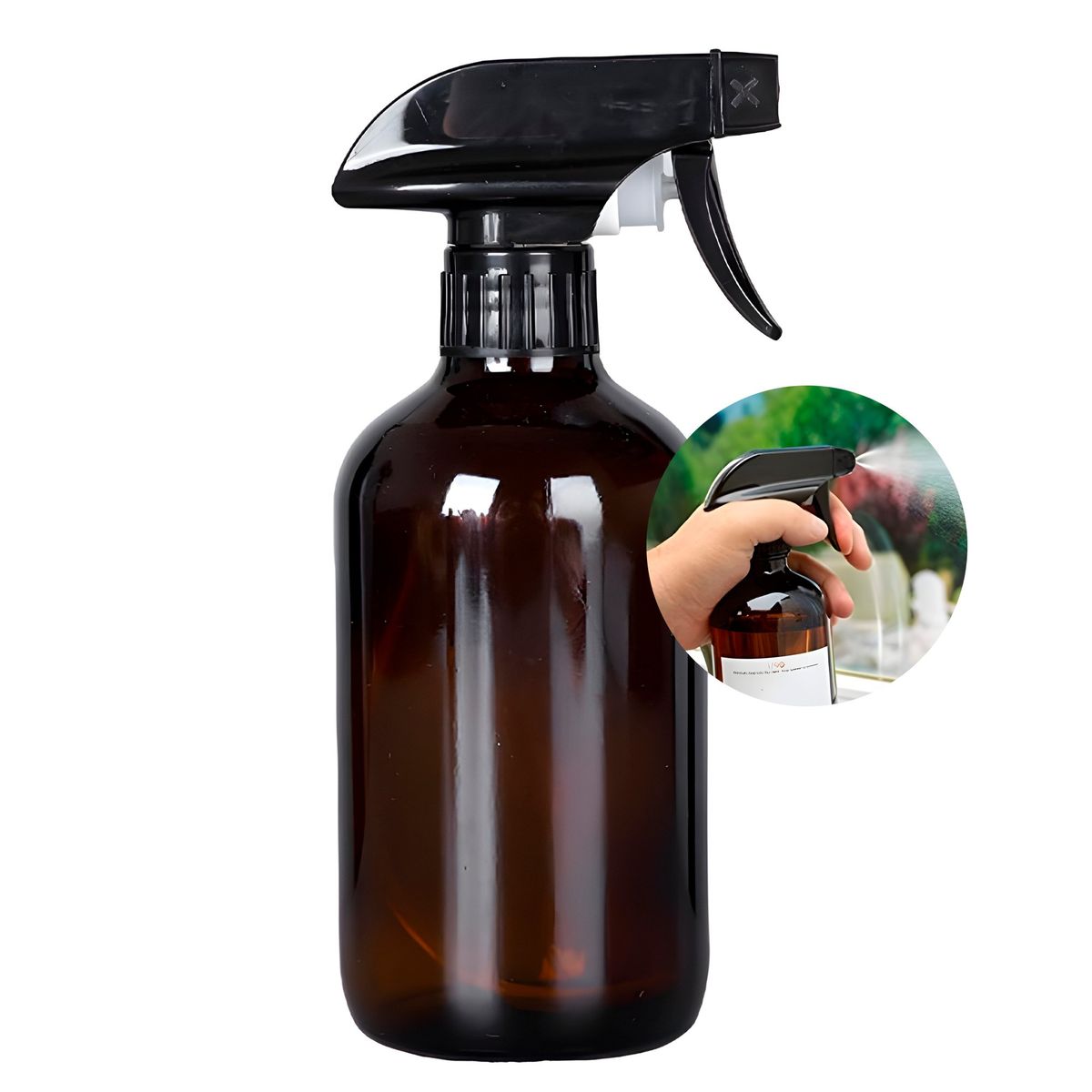 GENERICO - 10 Frascos Vidrio Ámbar Valvula De Spray Líquido 1000ml