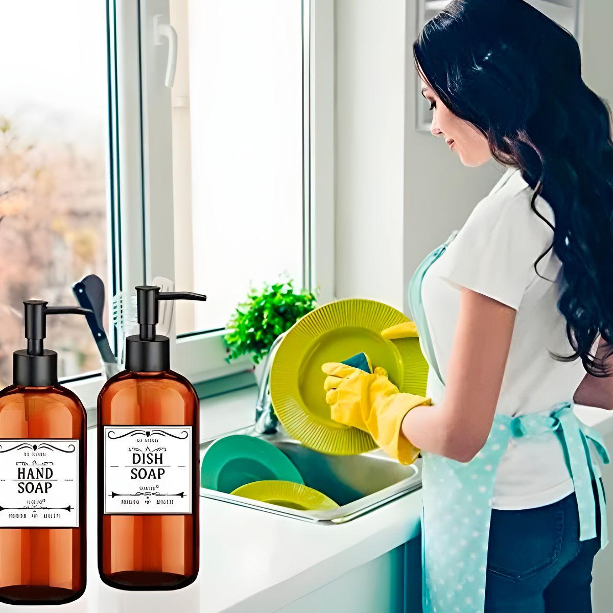 GENERICO - 8 Botellas De Vidrio Ámbar Jabón Gel Bomba de Locion 500ml