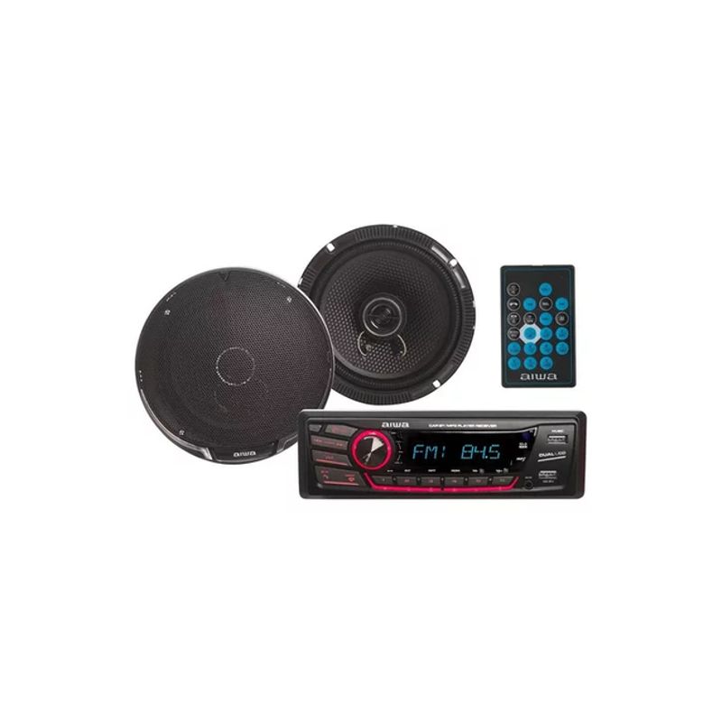 GENERICO - Combo radio Bluetooth 1 Din + parlante para auto Aiwa color negro