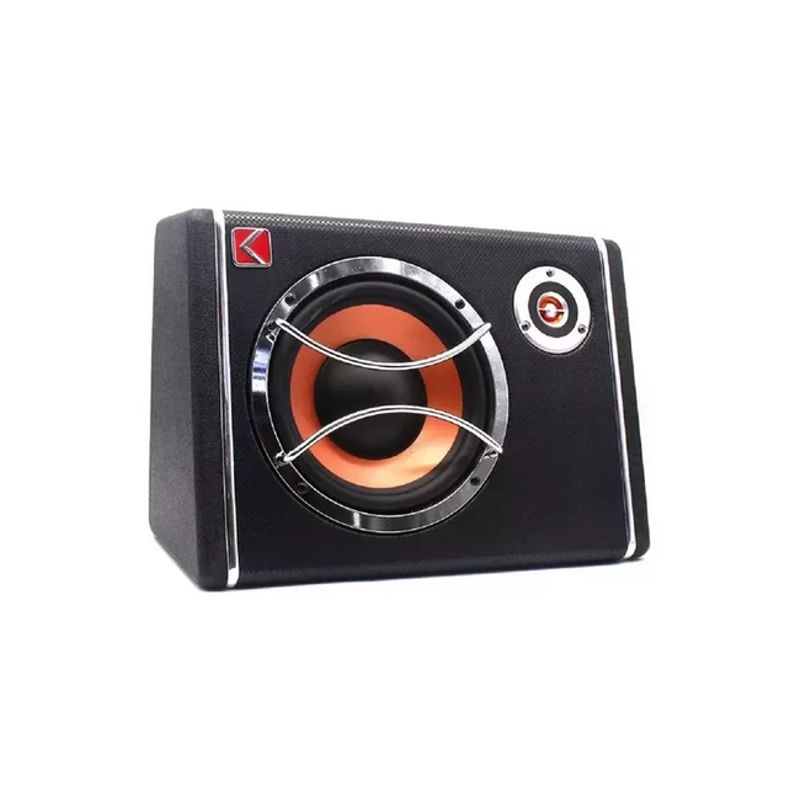 GENERICO - Subwoofer plano amplificado con parlante y kit de instalación color negro