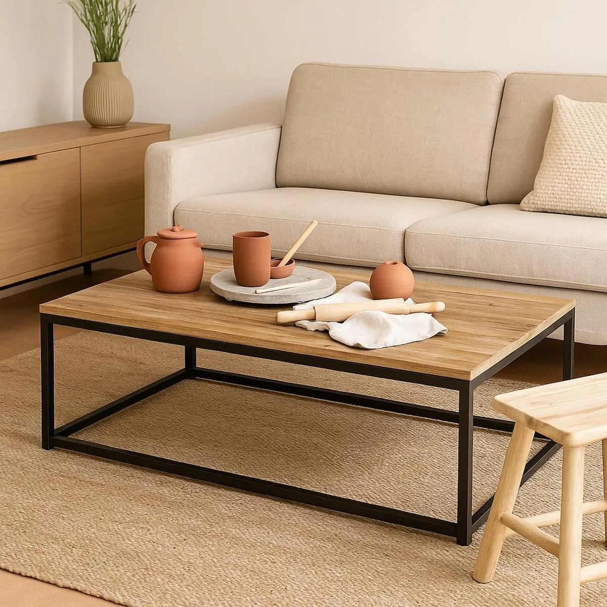 ATMOSPHERA - Mesa de Centro Edena Diseño Industrial Madera y Metal Atmosphera