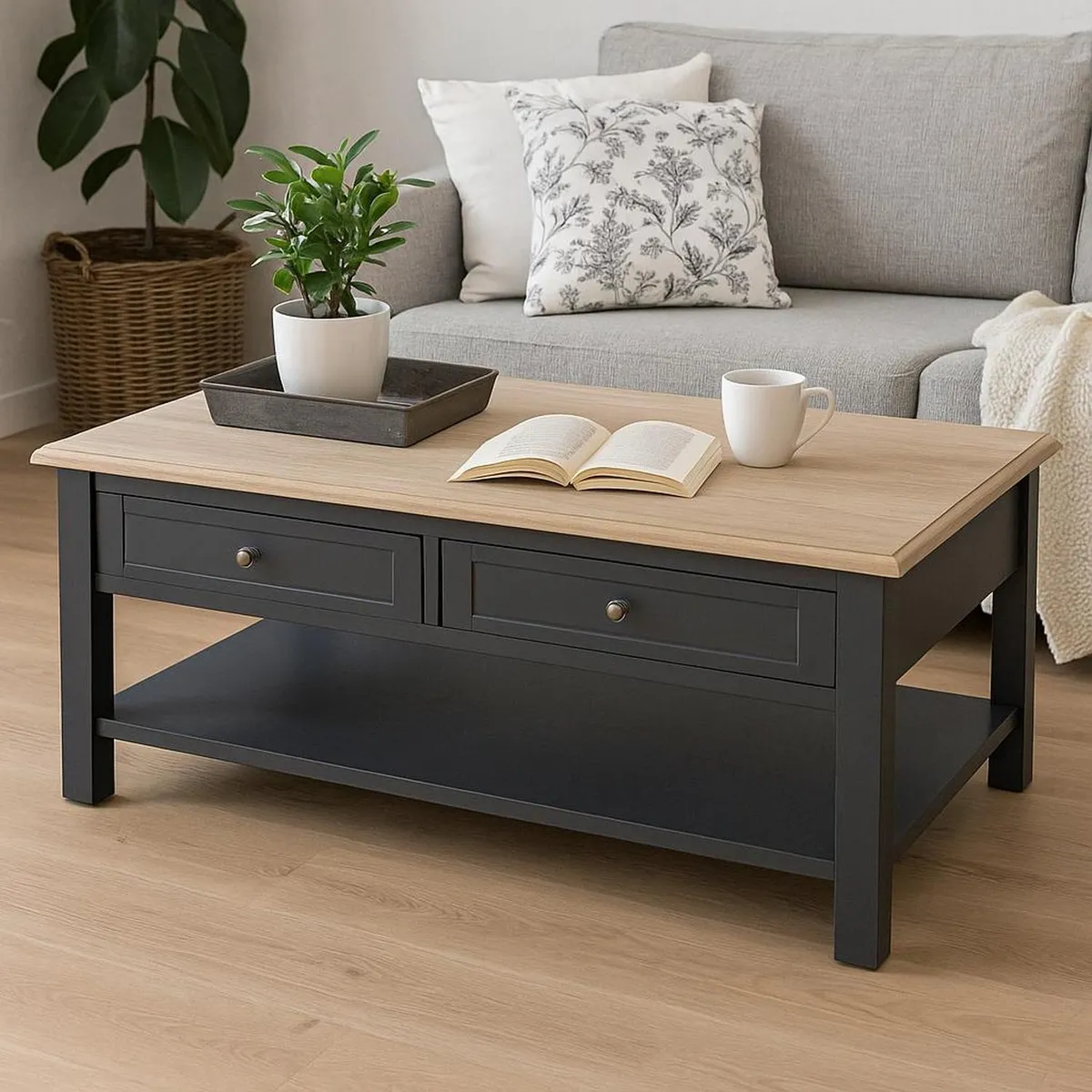 ATMOSPHERA - Mesa de Centro Damian con 4 Cajones y Repisa Atmosphera