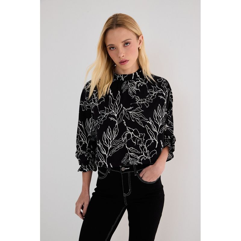 ASH - Blusa Manga Larga Negro Mujer Ash