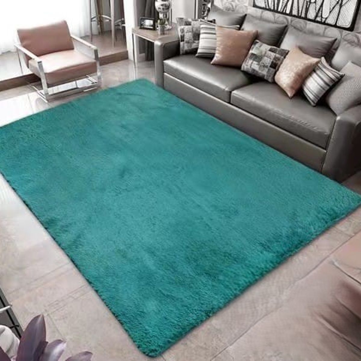 GENERICO - ALFOMBRAS PELO LARGO SUAVES PARA DECORACION DE HOGAR