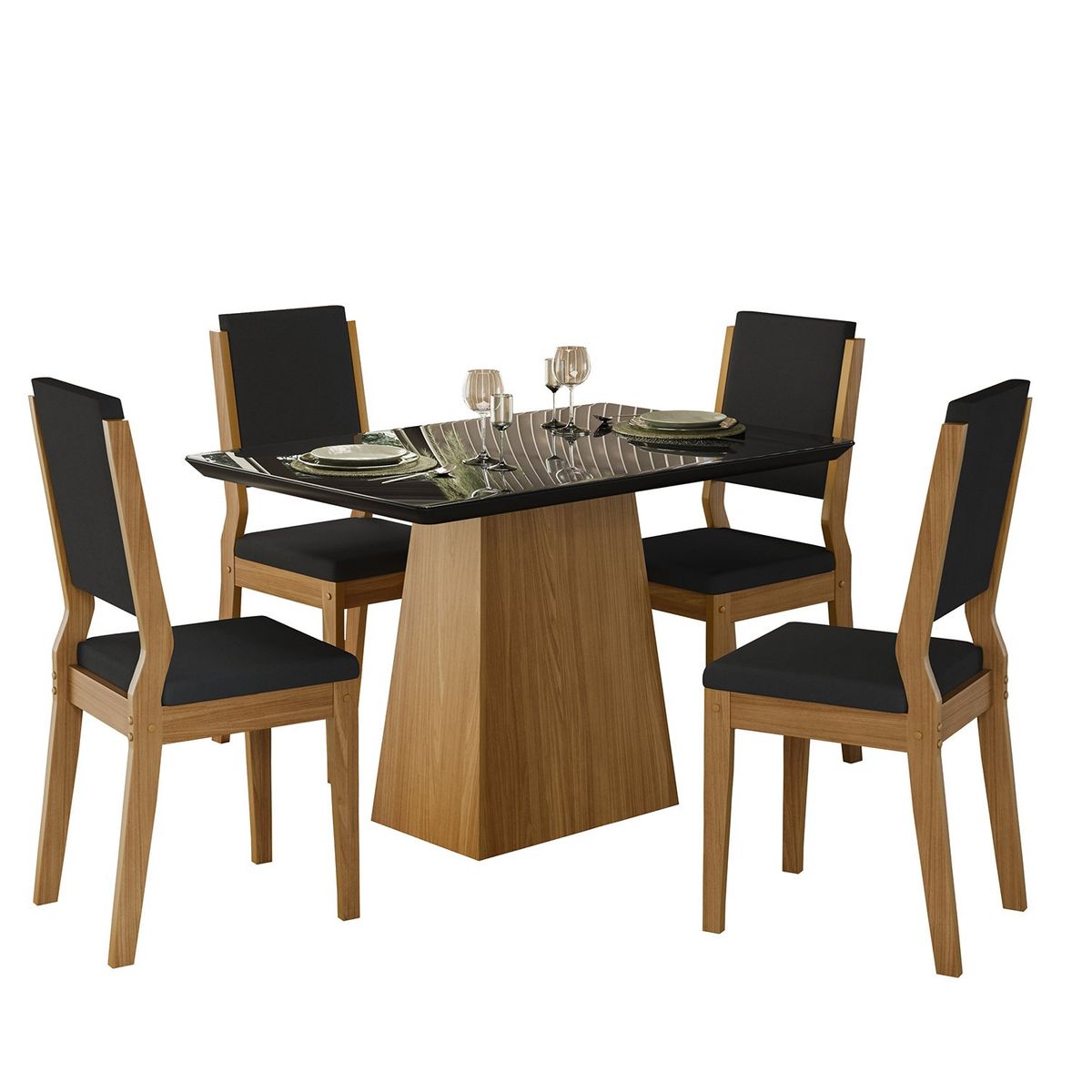 VEKKAHOME - COMEDOR BARBI CAROL DARK 4S  