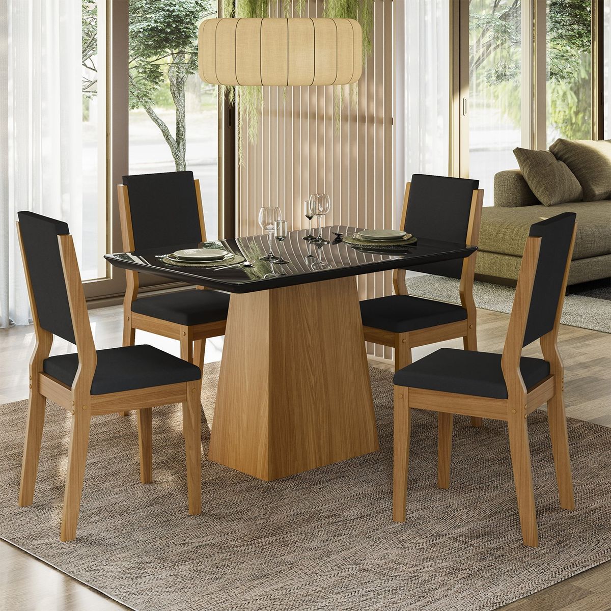 VEKKAHOME - COMEDOR BARBI CAROL DARK 4S  