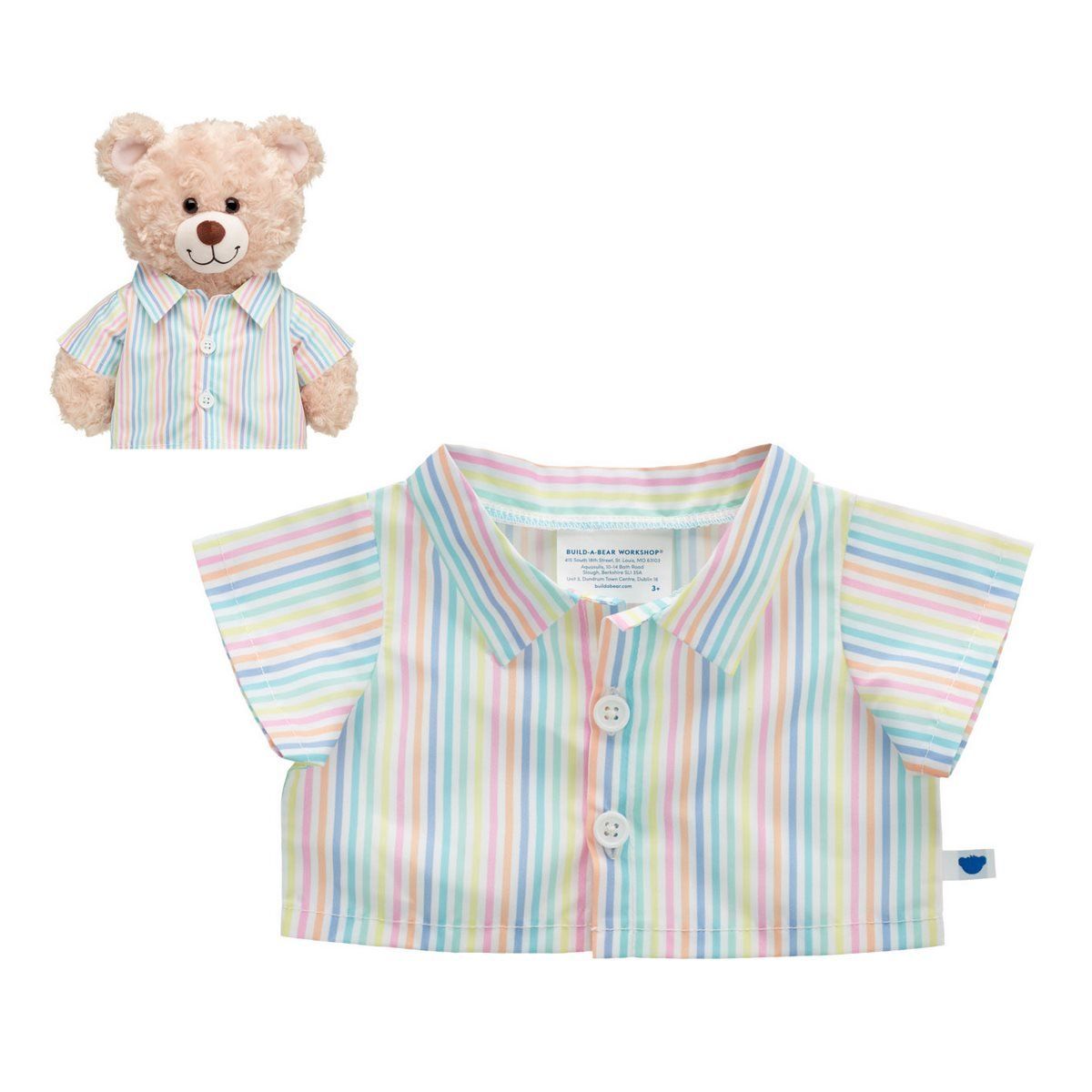 BUILD A BEAR - Camisa Build a Bear líneas pastel clásica para peluche