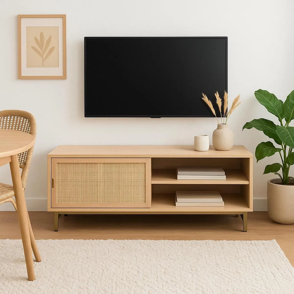 ATMOSPHERA - Rack para TV con Puerta de Junco Diseño Natural Atmosphera