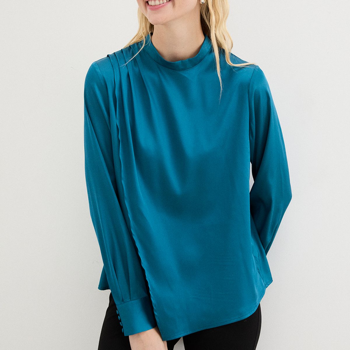 ASH - Blusa Manga Larga Azul Marino Mujer Ash