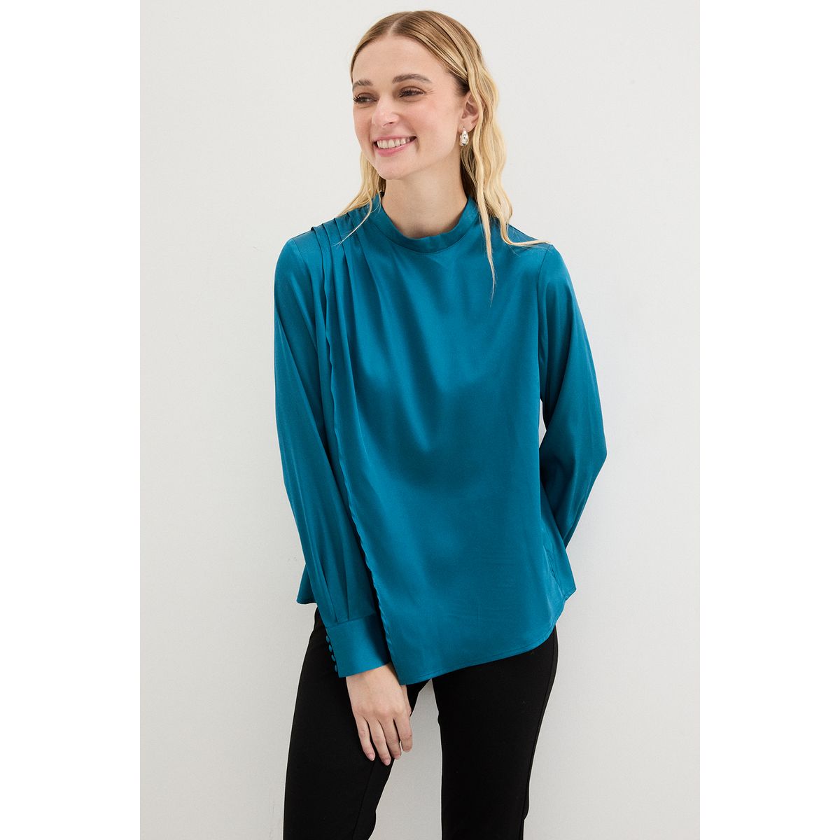 ASH - Blusa Manga Larga Azul Marino Mujer Ash