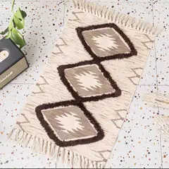 ANGELES DEL HOGAR - ALFOMBRA PEQUEÑA DE LINO Y ALGODÓN DE ESTILO NÓRDICO Y BOHEMIO 60X90CM