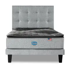 SIMMONS - Cama Europea Sunset 1.5 Plazas respaldo Tignes plata