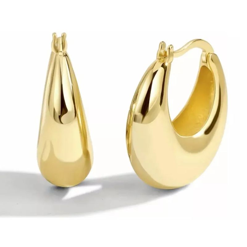 GENERICO - Aros Argolla Bote Inflada Baño Oro Moda Chunky Regalo Mujer