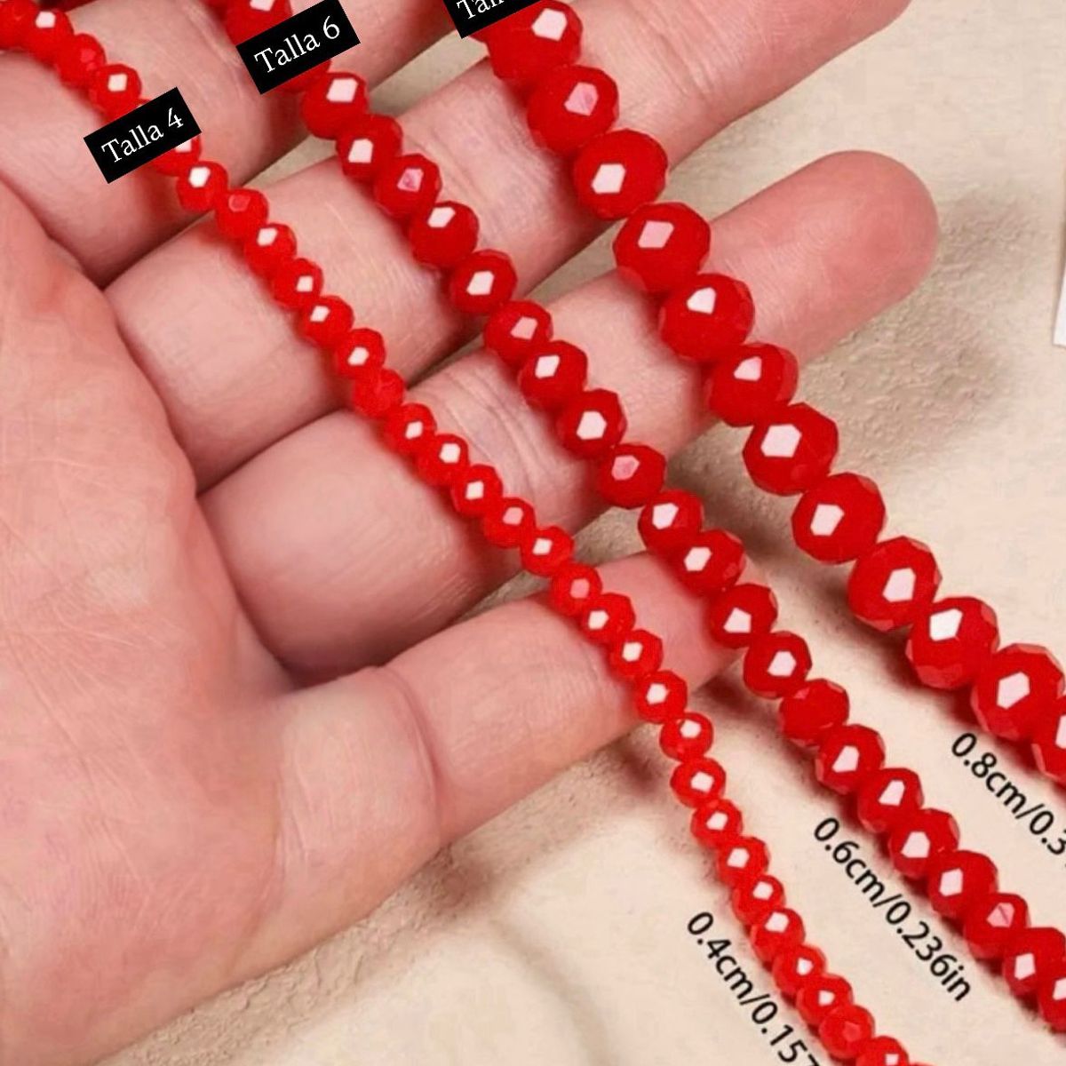 GENERICO - Pulsera Elasticada Cristales Rojos Protección Malas Energias