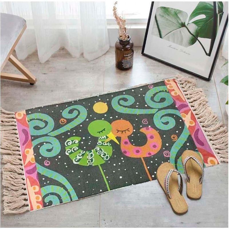 ANGELES DEL HOGAR - ALFOMBRA PEQUEÑA DE LINO Y ALGODÓN DE ESTILO NÓRDICO 60X90CM