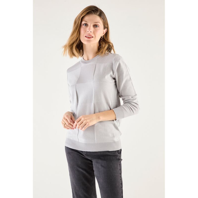 MA GRIFFE - Sweater Liso Gris MAGRIFFE