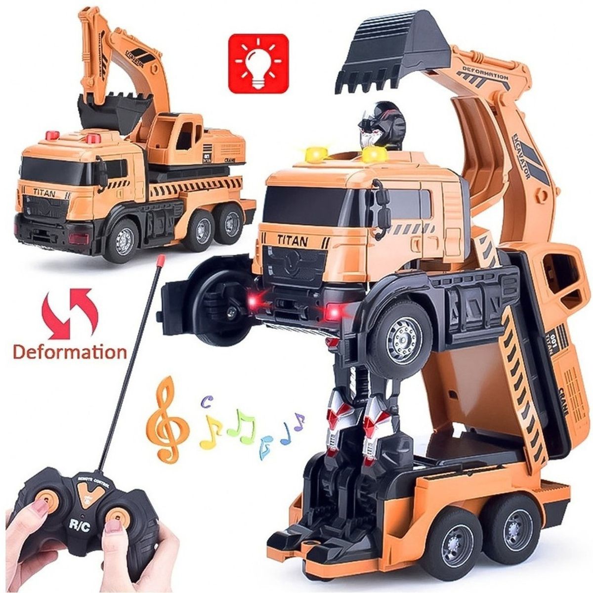 GENERICO - Auto A Control Remoto Transformer Robot Excavadora Camion