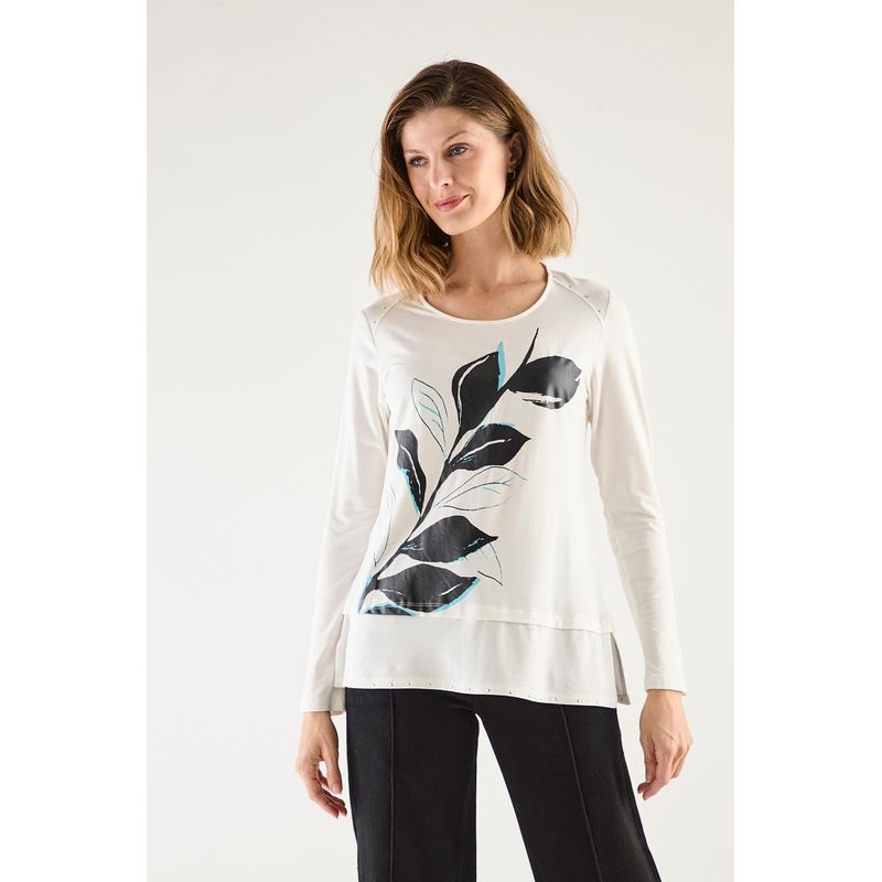 MA GRIFFE - Polera Manga Larga Crudo Mujer Magriffe
