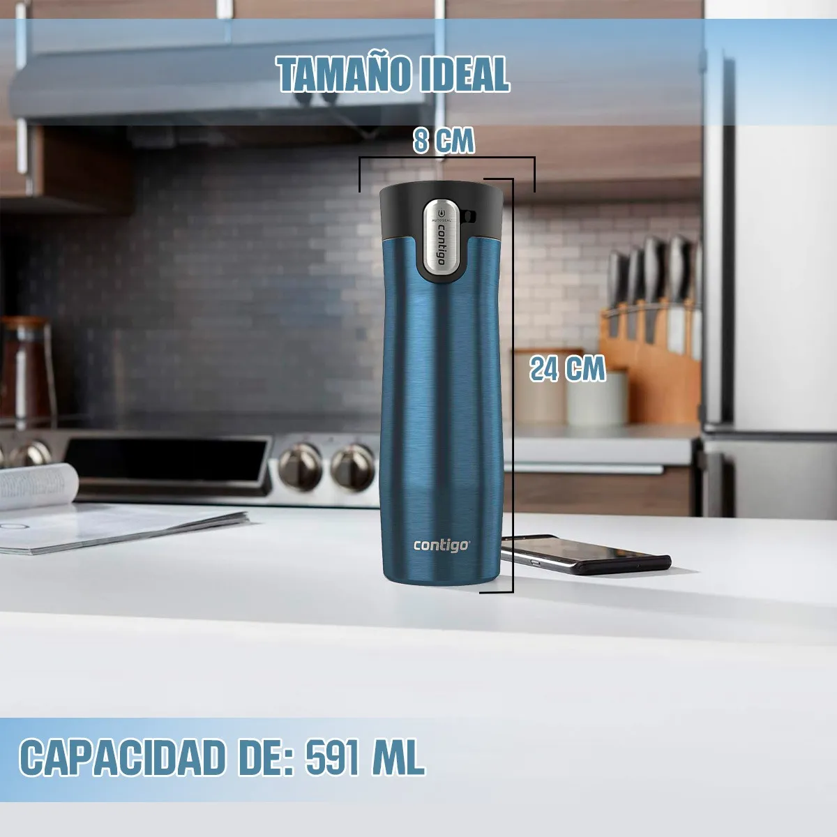 CONTIGO - Vasos Contigo Mug Contigo Vaso Termico Contigo Vaso 591 Ml
