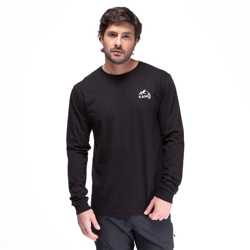 KANO - Polera Manga Larga Kano Paine 100% Algodón Orgánico Negro