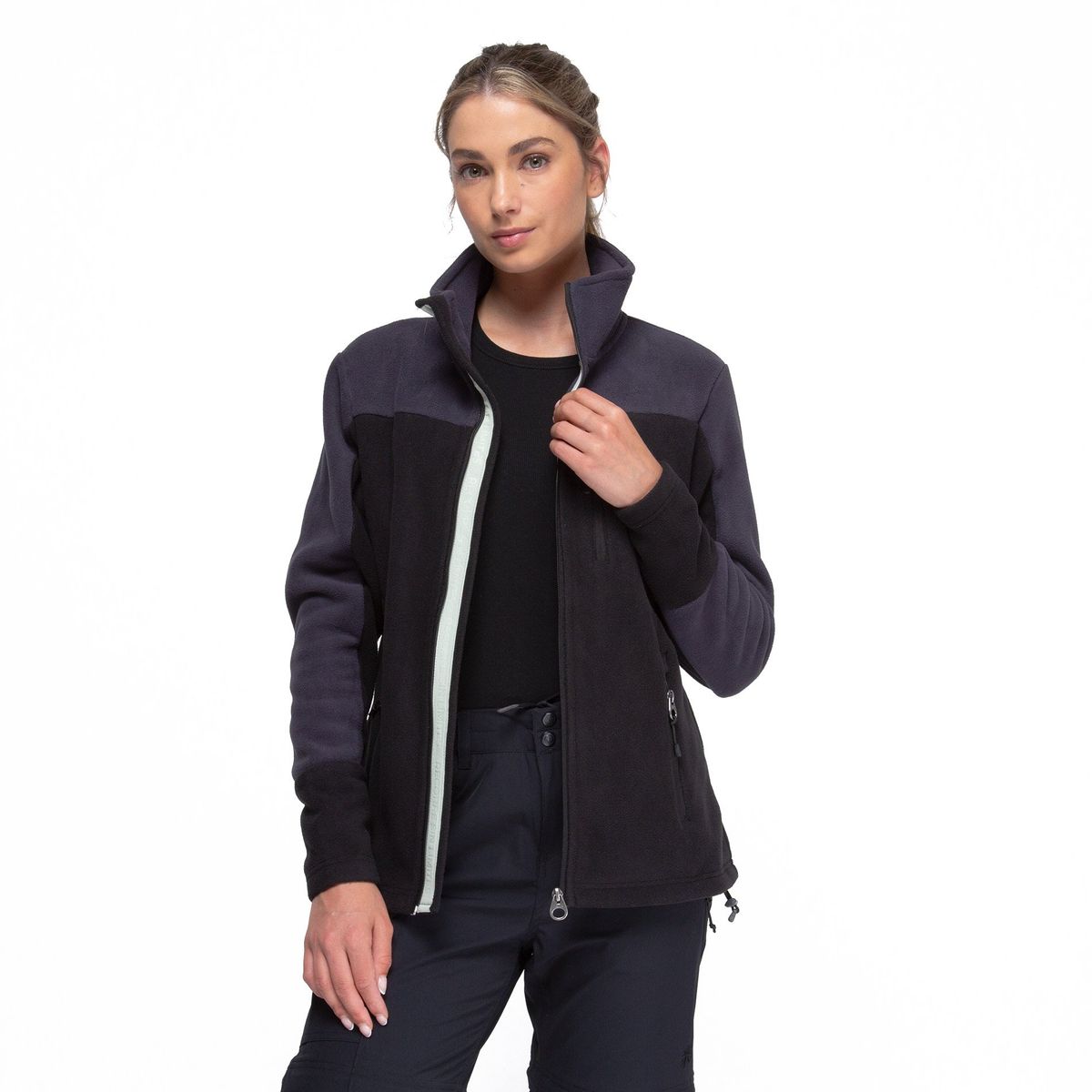 KANO - Chaqueta Polar Mujer Kano Canelo Negro Polerón Full Zip