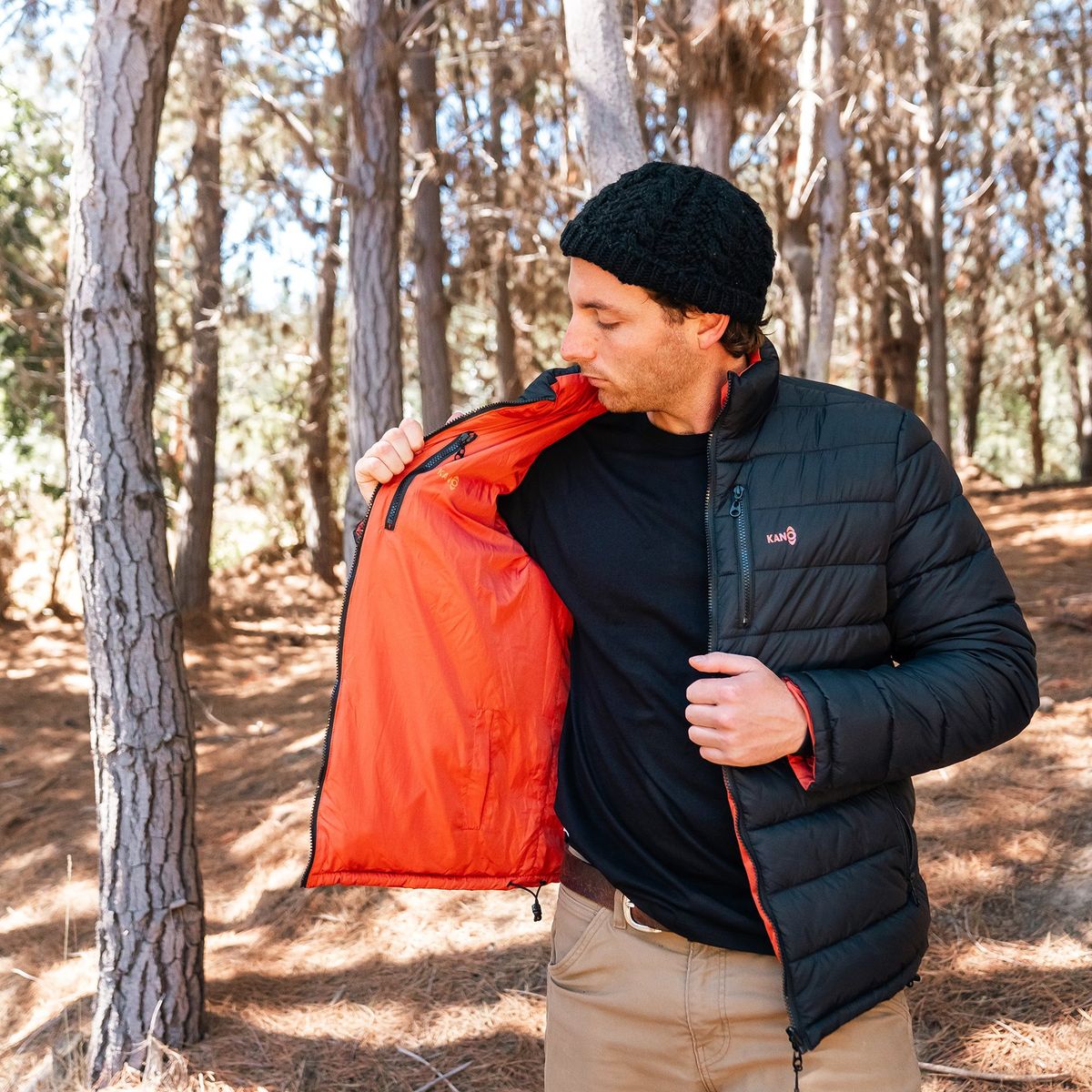 KANO - Parka Reversible Hombre Negro / Terracota Kano Alerce