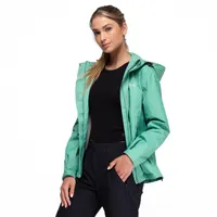 Chaqueta Cortavientos Impermeable Mujer Verde con Gorro