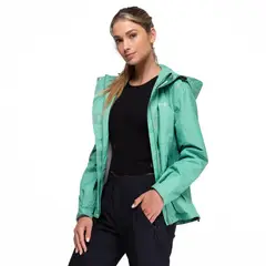KANO - Chaqueta Cortavientos Impermeable Mujer Verde con Gorro