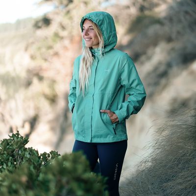 Imagen 2 del producto Chaqueta Cortavientos Impermeable Mujer Verde con Gorro