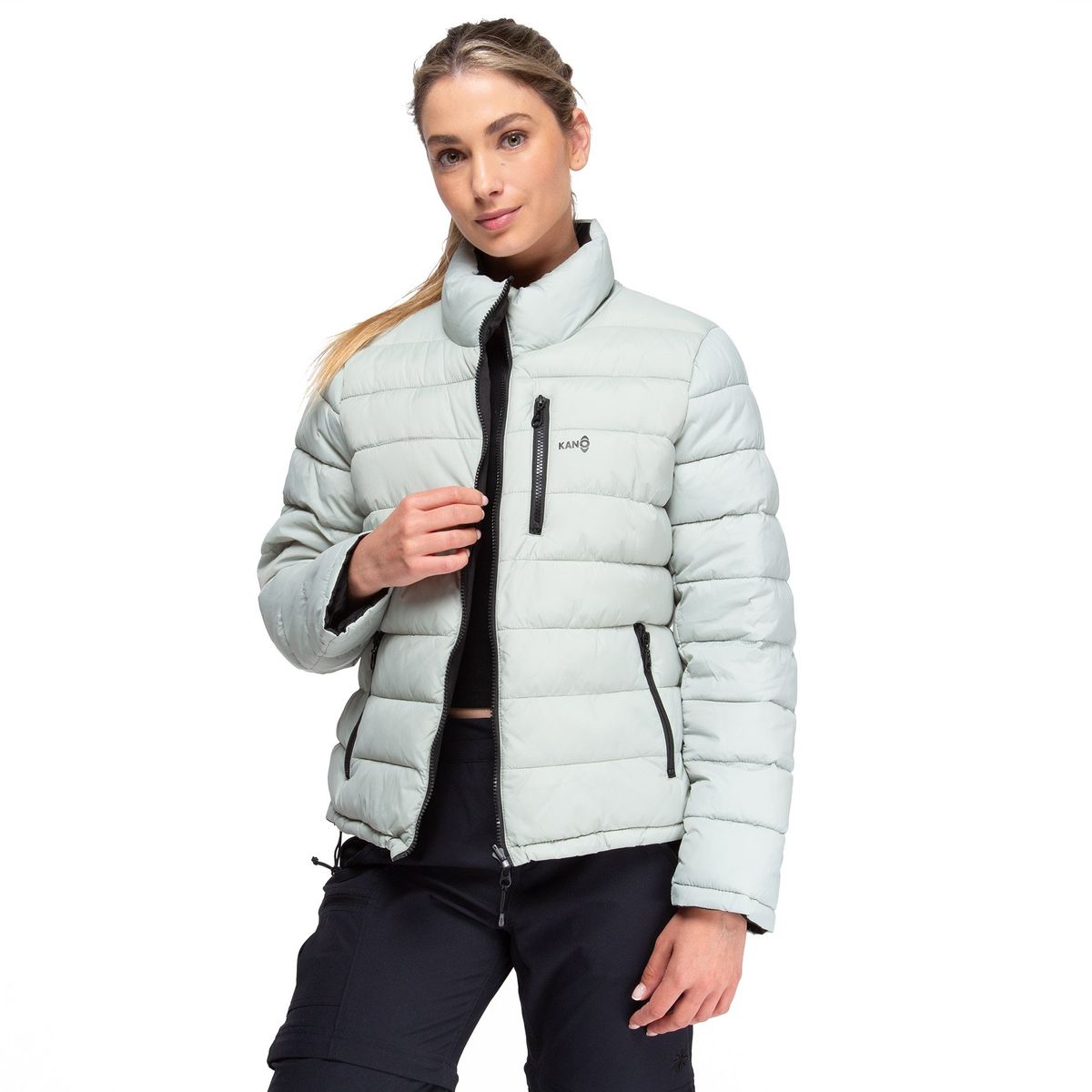 KANO - Parka Reversible Mujer Verde Agua / Negro Kano Alerce