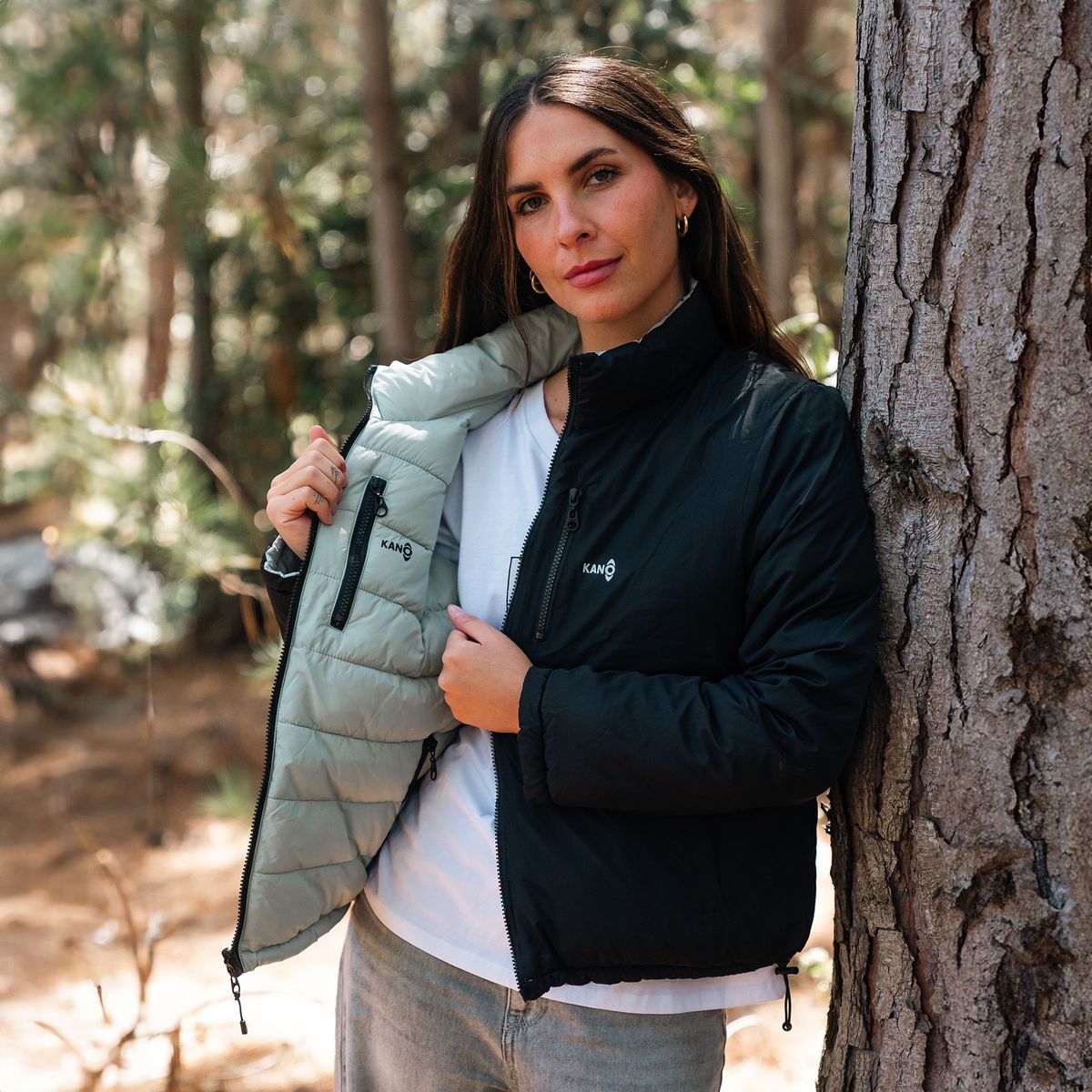 KANO - Parka Reversible Mujer Verde Agua / Negro Kano Alerce