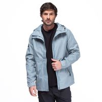 Chaqueta Cortavientos Impermeable Hombre Azul con Gorro
