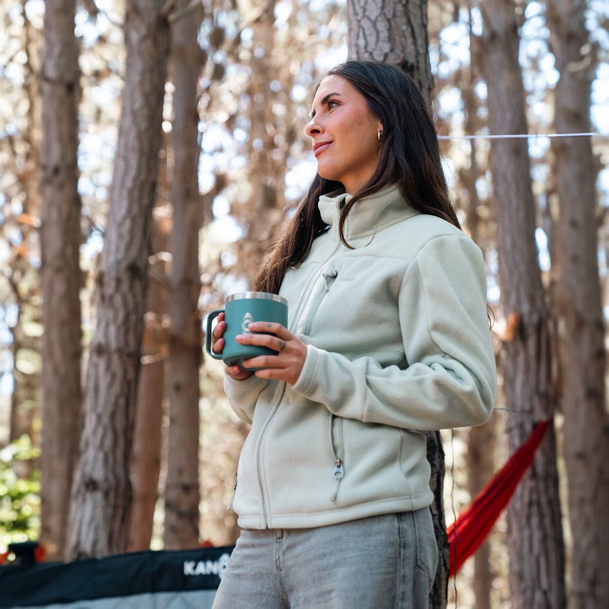 KANO - Chaqueta Polar Mujer Kano Canelo Verde Polerón Full Zip