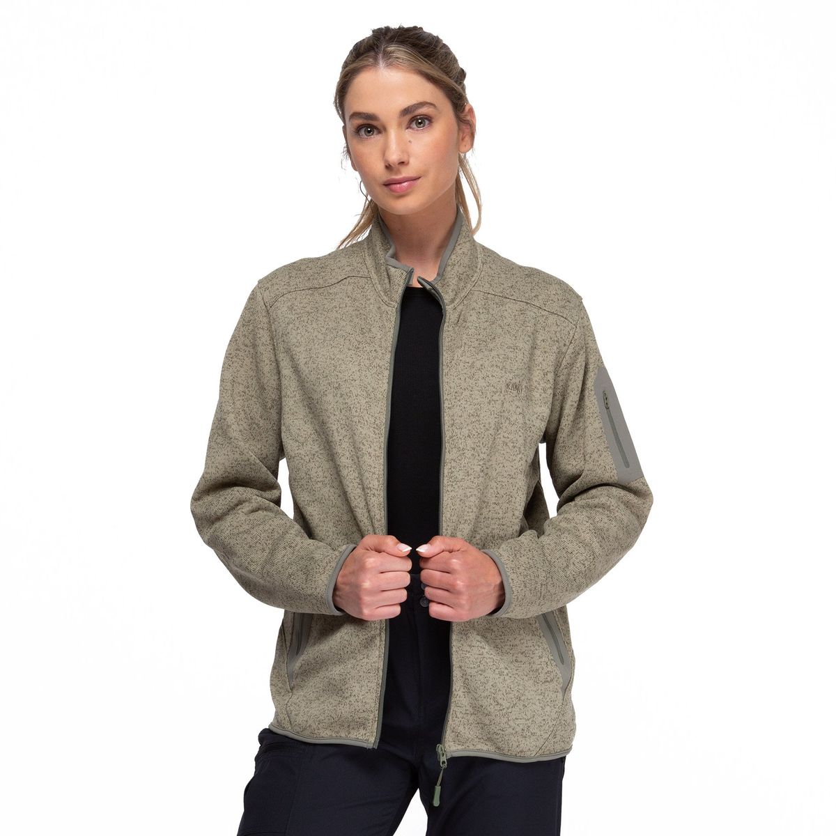 KANO - Chaqueta Polar Tejido Mujer Kano Notro Verde con Bolsillos