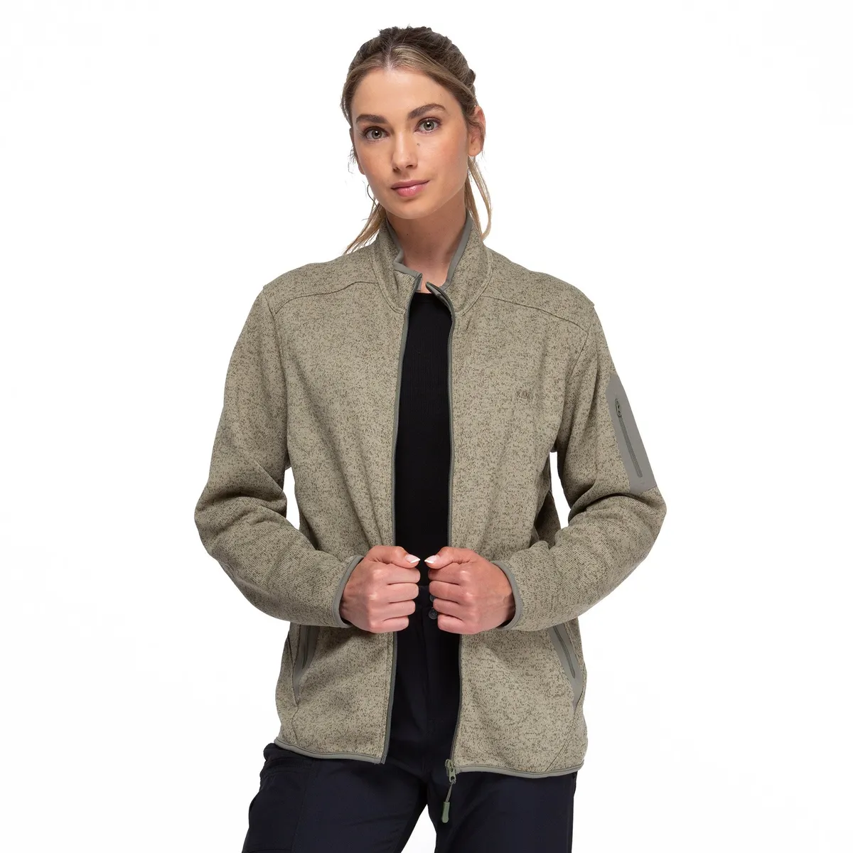 KANO - Chaqueta Polar Tejido Mujer Kano Notro Verde con Bolsillos