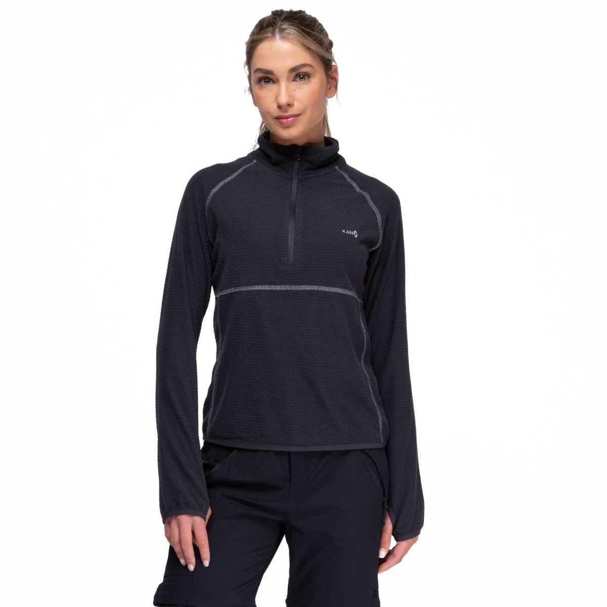 KANO - Poleron Mujer Nano Fleece Gris Oscuro Kano Tineo Deportivo