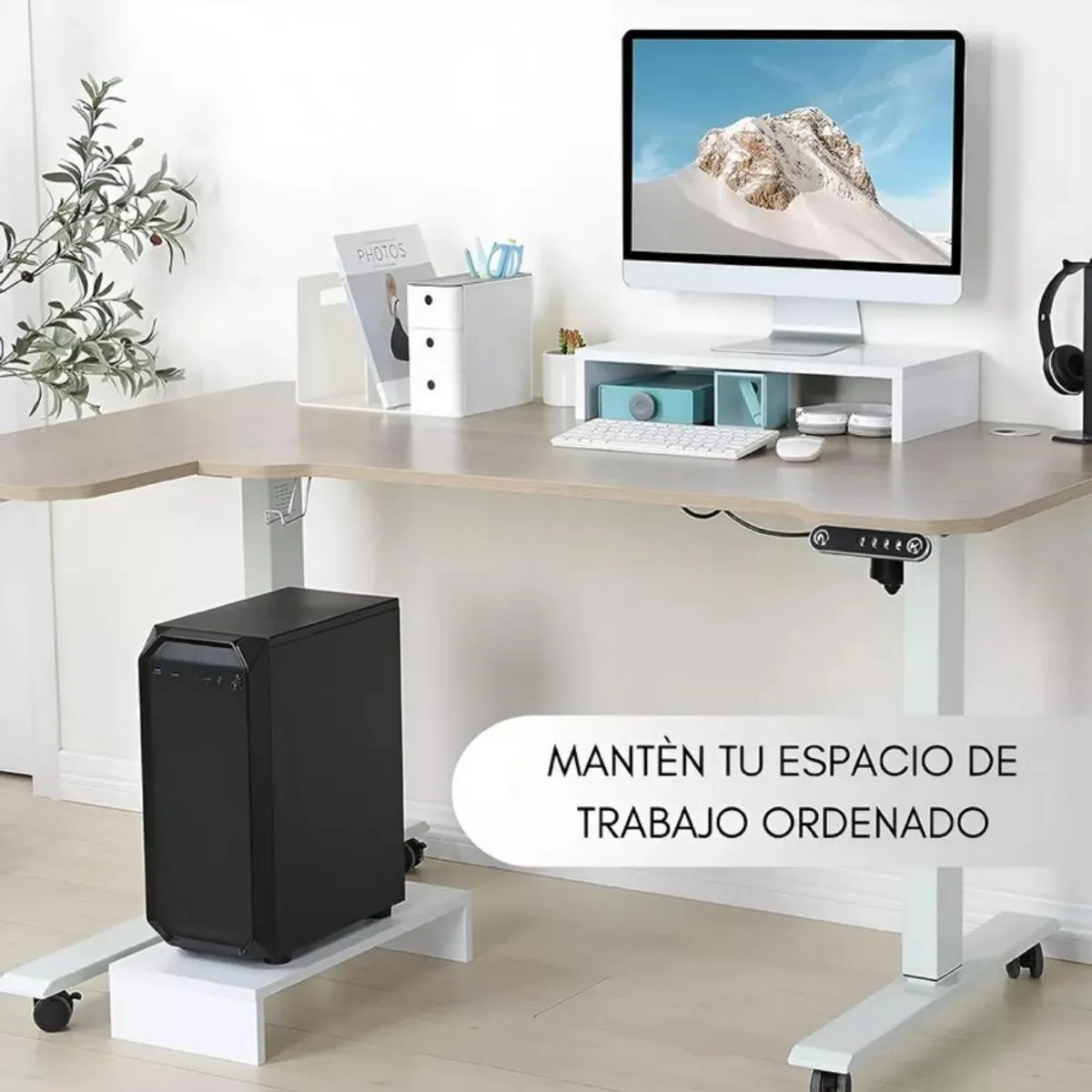 GENERICO - Elevador de Monitor Armable de Madera para Escritorio - Blanco