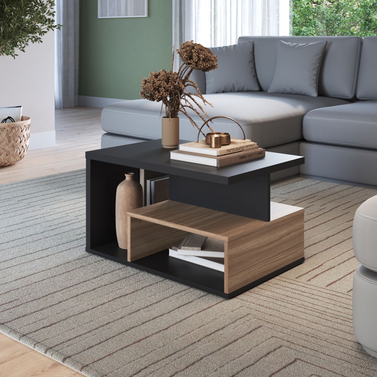 BE DESIGN - Mesa De Centro Emovell Negro Castaño