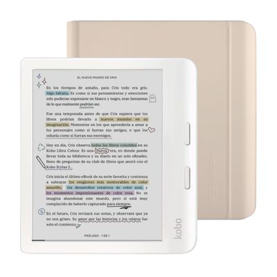 Kobo Lector E-Reader Libra Colour Blanco Con Funda Notebook