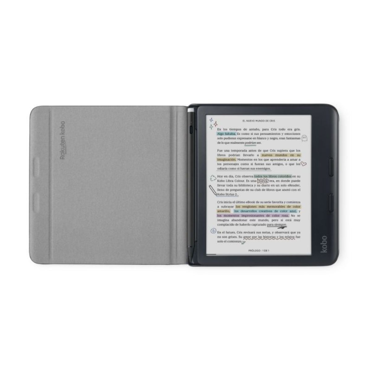 KOBO - Lector E-Reader Kobo Libra Colour Blanco con Funda Notebook SleepCover Beige