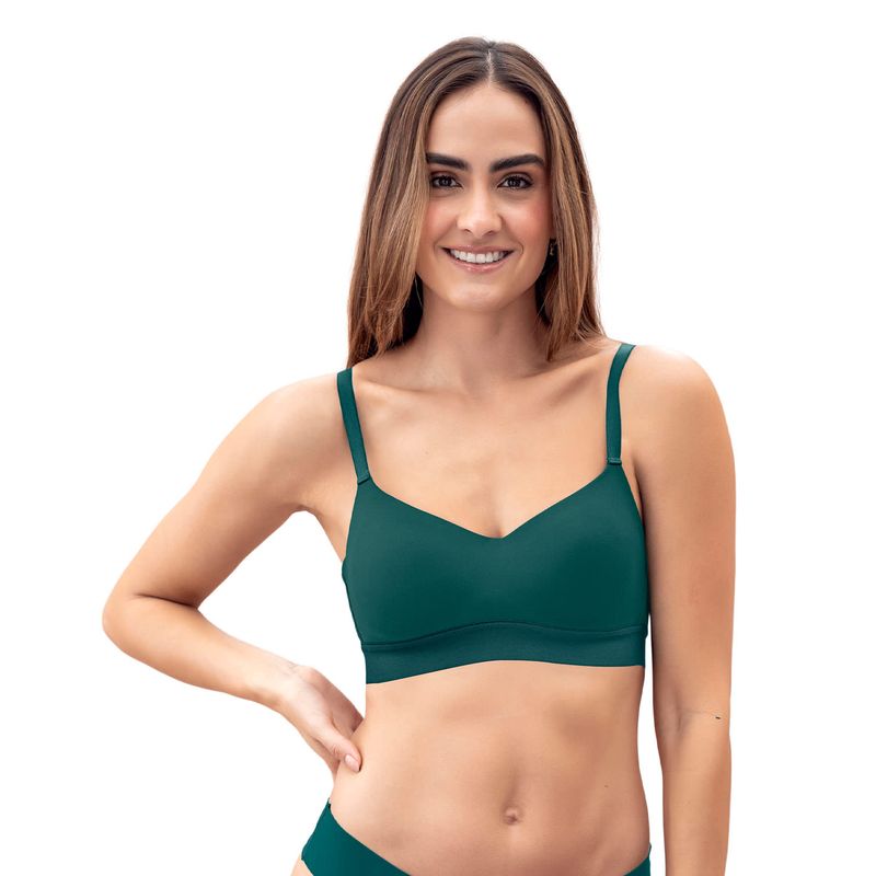 LEONISA - Sostén tipo top ultraliviano con copas internas fijas 71346 Verde