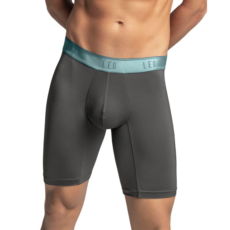 LEO - Bóxer deportivo largo con bolsillo lateral en microfibra 033309 Gris